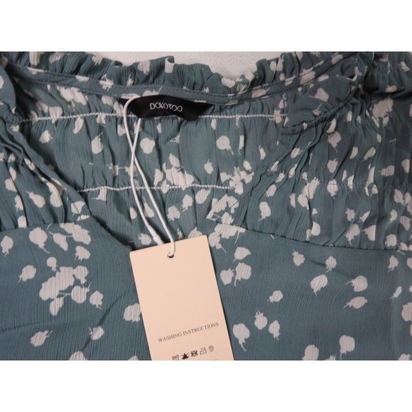 🌿 Dokotoo Women’s Green LS V Neck Smocked Blouse Top Size XL 🌿 - Picture 4 of 5